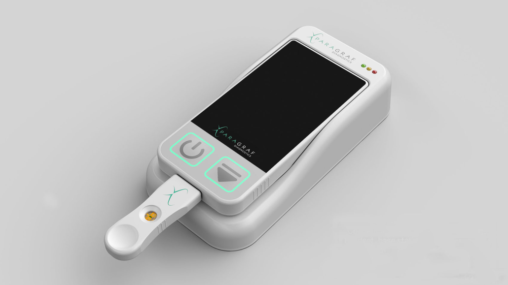 Concept image of Paragraf diagnostic handset and test cartridge
