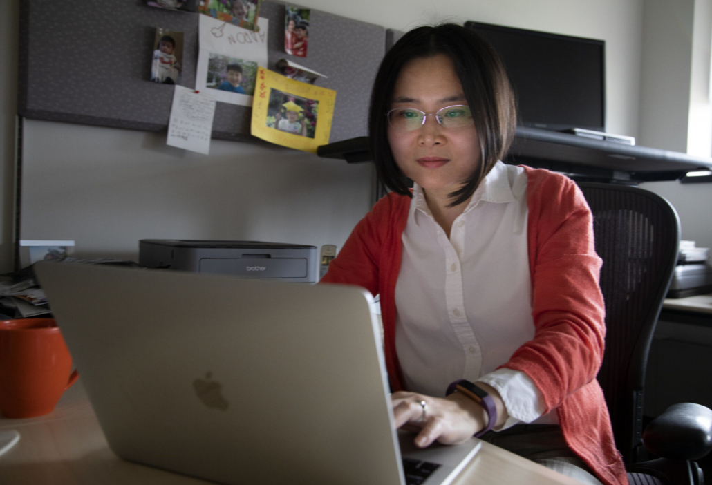 Zhen Xu,Professor of Biomedical Engineering at the University of Michigan works in her office. Credit: Marcin Szczepanski/Lead Multimedia Storyteller, Michigan Engineering