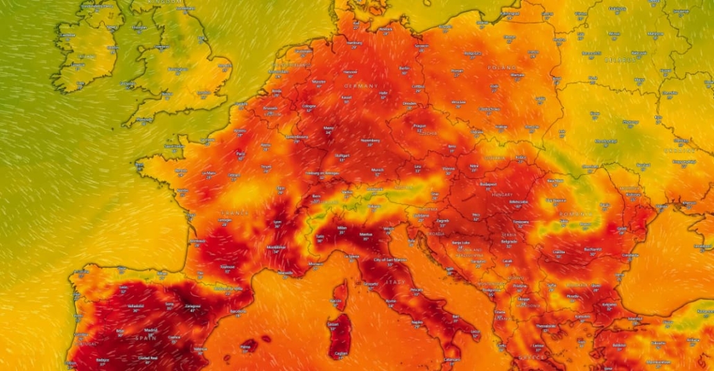 Europe heatwave map